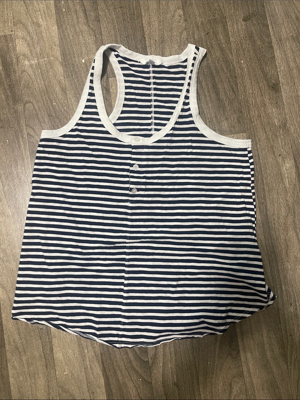 Time and Tru Navy & White Striped Racerback Tank